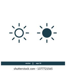 Sun Icon Hot Symbol Design Element - Vector