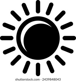 Sun icon. Hot weather black symbol. Forecast sign
