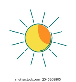 Sun Icon Illustration with bright colour palette in doodle style Ideal for Vacation, hobby and leasure themed designs.