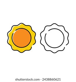 Ilustración del icono del sol. fondo blanco. Icono del vector del tiempo.