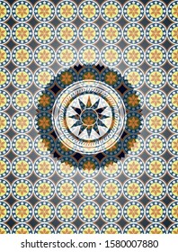 sun icon inside arabesque emblem. arabic decoration.