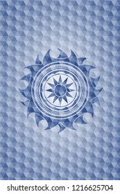 sun icon inside blue hexagon badge.