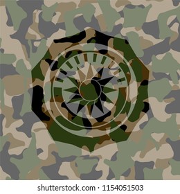 sun icon inside camouflage emblem