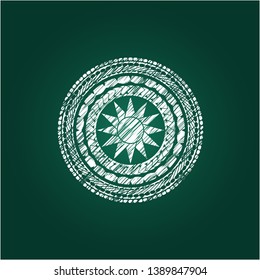 sun icon inside chalkboard emblem