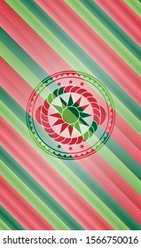 sun icon inside christmas badge background.