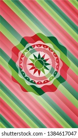 sun icon inside christmas emblem background.