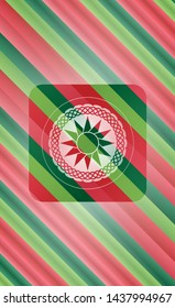 sun icon inside christmas style emblem.