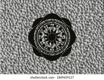 Sonnensymbol im dunklen Badge mit Blasenhintergrund. Vektorgrafik. Detaillierte Angaben. 