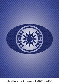sun icon inside emblem with jean high quality background