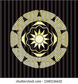 sun icon inside gold badge