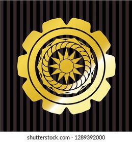 sun icon inside gold shiny emblem