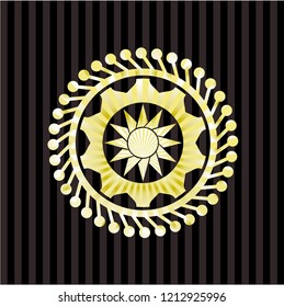 sun icon inside golden emblem or badge
