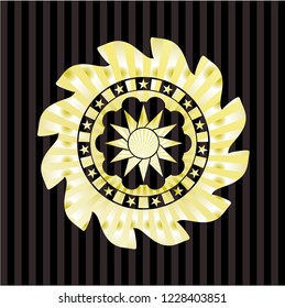 sun icon inside golden emblem