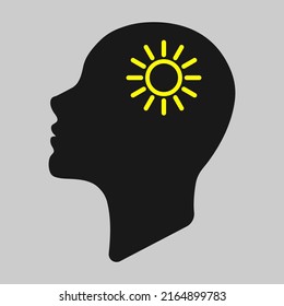 Sun icon inside human head silhouette vector illustration - Optimistic mind and personal growth related concept 