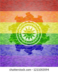 sun icon inside lgbt colors emblem 