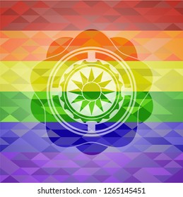 sun icon inside lgbt colors emblem 
