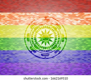 sun icon inside lgbt colors emblem 