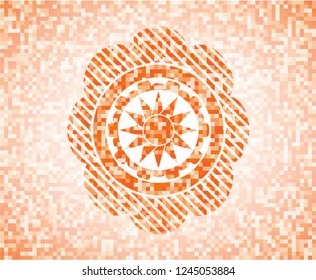 sun icon inside orange mosaic emblem