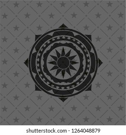 sun icon inside realistic black emblem