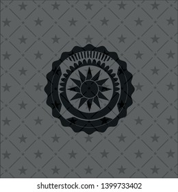 sun icon inside realistic black emblem