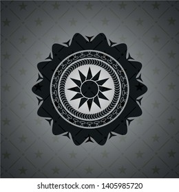 sun icon inside realistic dark emblem