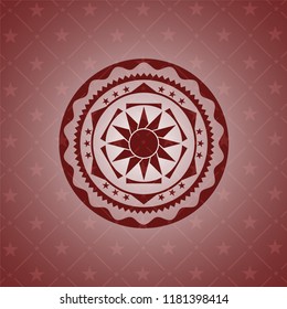sun icon inside red emblem. Vintage.