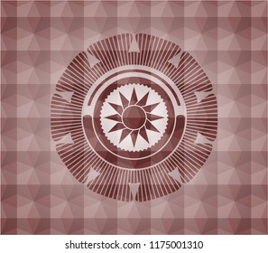 sun icon inside red geometric badge. Seamless.