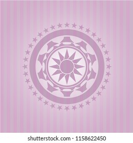 sun icon inside retro pink emblem