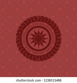 sun icon inside retro style red emblem