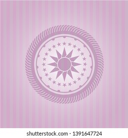 sun icon inside retro style pink emblem