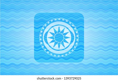 sun icon inside water concept badge background.