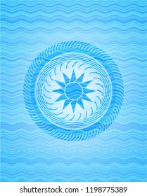 sun icon inside water representation style emblem.