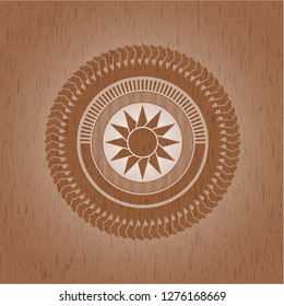 sun icon inside wood signboards