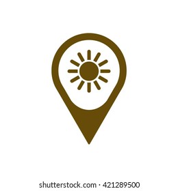 Sun  icon,  isolated. Flat  design.