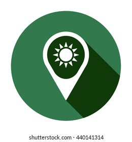 Sun   icon,  isolated. Flat  design.