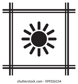   Sun   icon, isolated. Flat  design. 