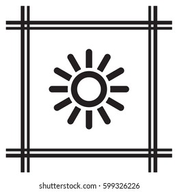   Sun   icon, isolated. Flat  design. 