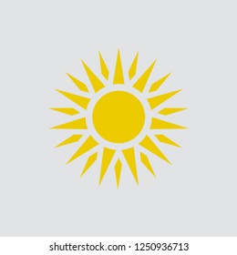 Sun icon isolated of flat style. Vector illustration.