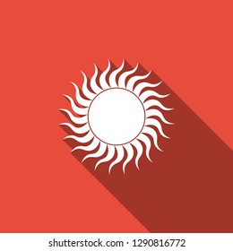 Sun icon isolated with long shadow. Flat design. Vector Illustration