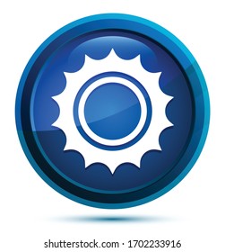 Sun icon isolated on elegant blue round button illustration