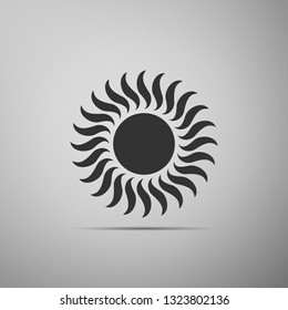 Sun icon isolated on grey background. Flat design. Vector Illustration