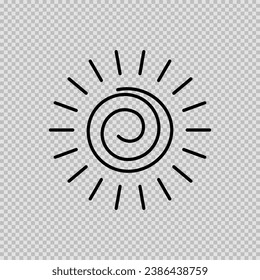 Icono de sol aislado en fondo transparente. Ilustración vectorial.