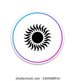 Sun icon isolated on white background. Circle white button. Vector Illustration