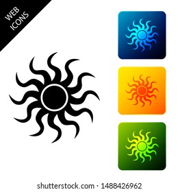 Sun icon isolated on white background. Set icons colorful square buttons. Vector Illustration