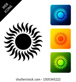 Sun icon isolated on white background. Set icons colorful square buttons. Vector Illustration