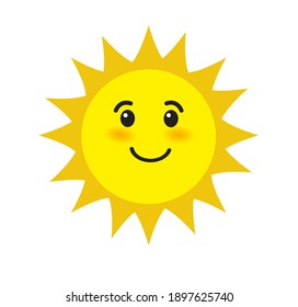 Sun icon isolated on white background. Cute sun flat icon Vector illustration.