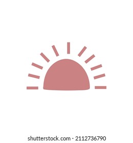 Sun icon isolated on white background. Cute boho illustration