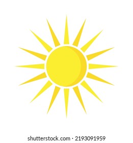 Icono de sol aislado en fondo blanco. Ilustración del vector
de sol amarillo con rayos en estilo plano
