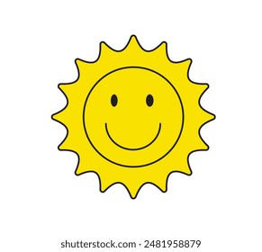 Sun icon isolated on white background. Sunshine, Sunset. Solar icon. Decorative circle full. Vector illustration