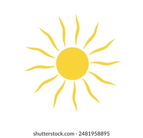 Icône de soleil isolée sur fond blanc. Soleil, coucher du soleil. Icône solaire. Cercle décoratif plein. illustration vectorielle 
